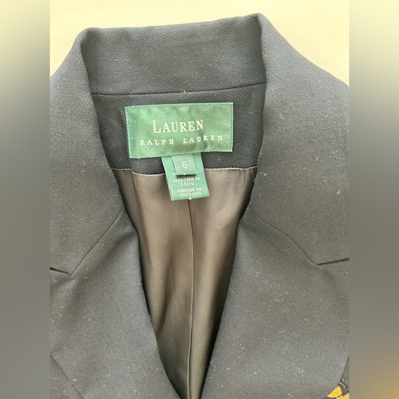 Vtg RALPH LAUREN Jacket Blazer 100a% Wool Oversized CREST & CROWN Size 6 Navy - Picture 6 of 15